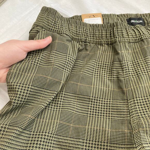 NWT Brixton Mens M Choice E-Waist Taper-X Olive Green Plaid Taper Pants Utility - Picture 6 of 13